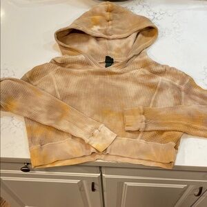 wild fable Beige Tie-Dye Cropped Waffle Hoodie